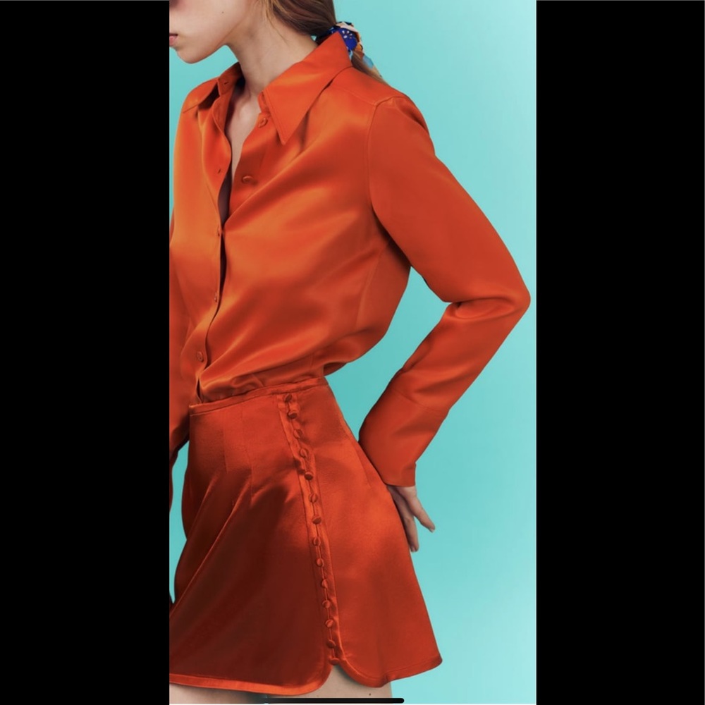 Zara buttoned satin effect skirt